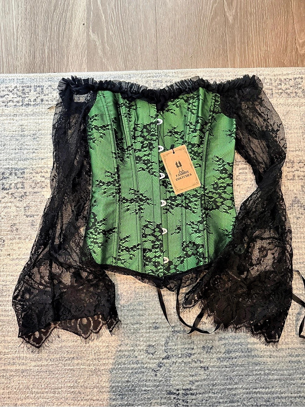 Green Floral Lace Corset